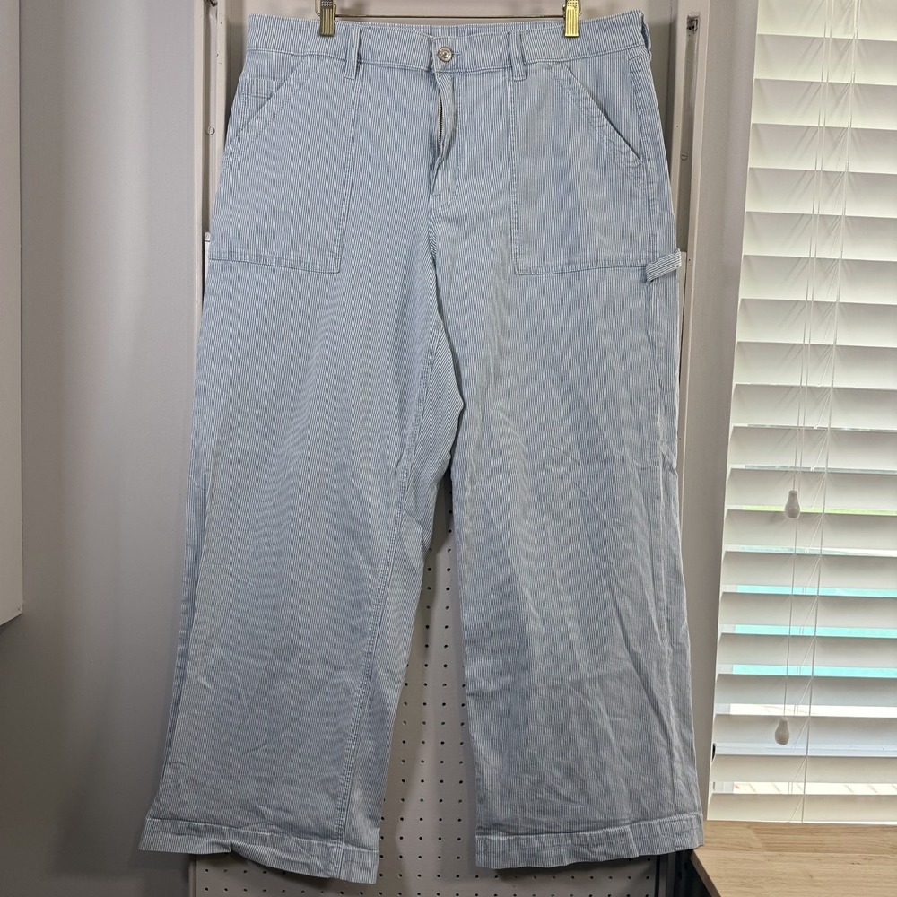 American Eagle Super High-Rise Baggy Wide Leg Jeans‎ Women's Blue Striped - 16